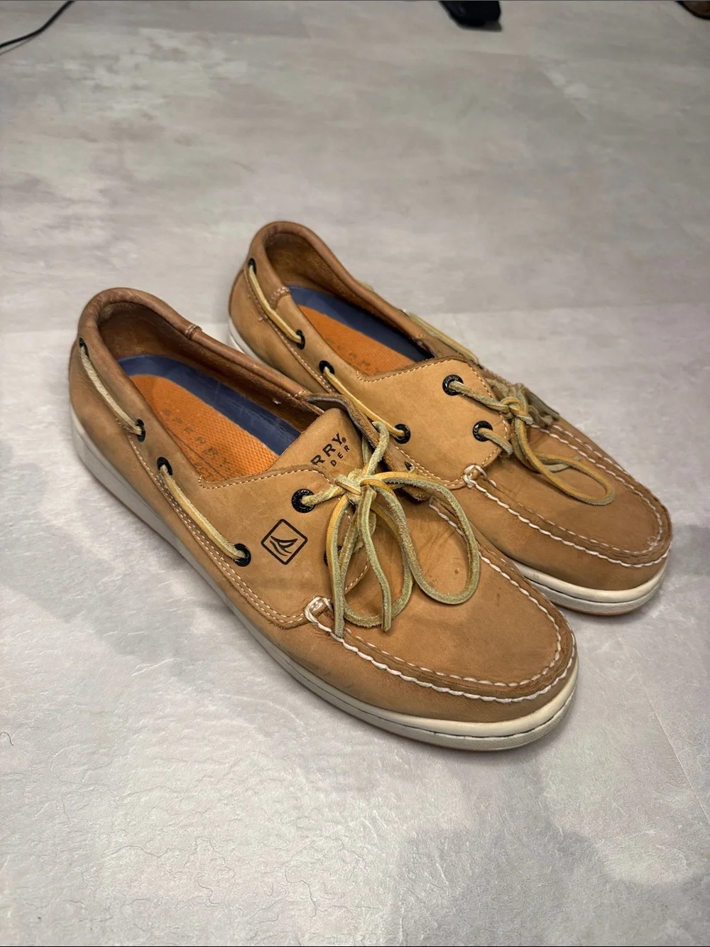 Sperry Topsider Leather Boat Shoes Tan | Men’s 9.5 | 2-Eye Casual Deck Shoes